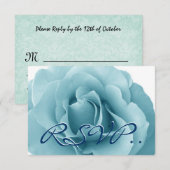 Baby Blue Rose und White Wedding Template RSVP Karte (Vorne/Hinten)