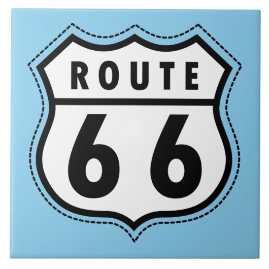 Baby Blue Route 66 Zeichen Fliese (Vorderseite)