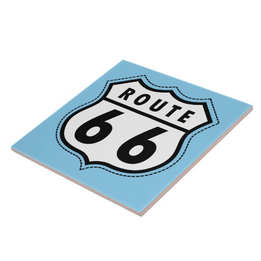 Baby Blue Route 66 Zeichen Fliese (Seite)