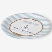 Baby Blue Rustic Nautical Ahoy Boy Baby Dusche Pappteller (Schrägansicht)