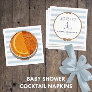 Baby Blue Rustic Nautical Ahoy Boy Baby Dusche Serviette
