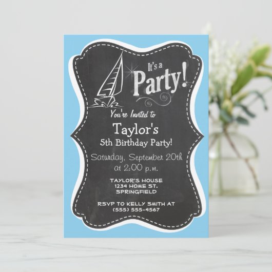 Baby Blue Sailing Einladung (Stehend Vorderseite)