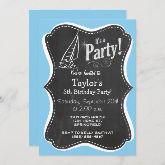 Baby Blue Sailing Einladung (Vorne/Hinten)