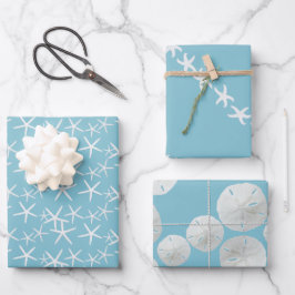 Baby Blue Sand Dollars Starfish Geschenkpapier Set