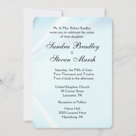 Baby Blue Satin Wedding Einladungen 5" x 7" (Vorderseite)