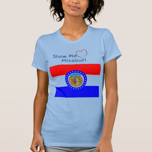 Baby Blue 'Show me' Liebe Missouri Patriotic T-Shirt (Vorderseite)