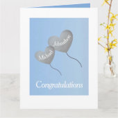 Baby Blue & Silber Ballon Taufe Karte (Gelbe Blume)