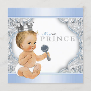 Baby Blue Silber Prinz Baby Shower Einladung