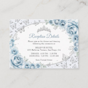 Baby Blue Silber Quinceanera-Empfangsdetails Begleitkarte