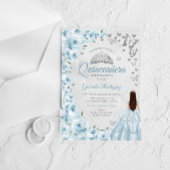 Baby Blue Silbernes Blumen-Quinceanera Acryleinladungen