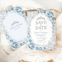 Baby Blue Silbernes Florales Quinceanera