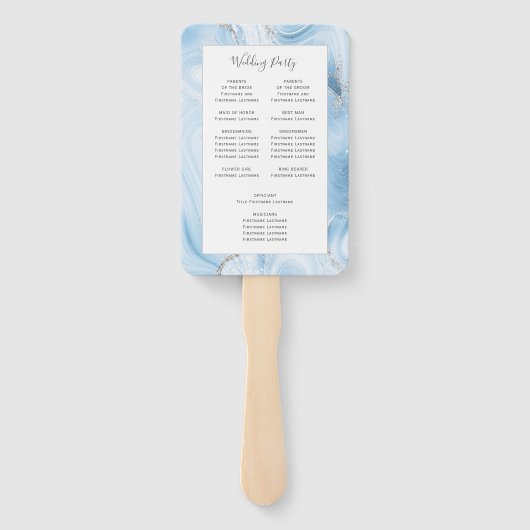 Baby Blue Silver Agate Hochzeitsprogramm Fächer (Rückseite)