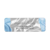 Baby Blue Silver Agate Silk Wedding Rücksendeadres (Vorne)