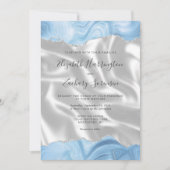 Baby Blue Silver Agate White Silk QR Code Hochzeit Einladung (Vorderseite)