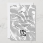 Baby Blue Silver Agate White Silk QR Code Hochzeit Einladung (Rückseite)