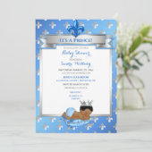 Baby Blue & Silver Fleur African American Prince Einladung (Stehend Vorderseite)