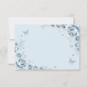 Baby Blue Silver Floral Quinceanera Antwort (Rückseite)