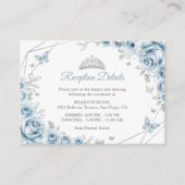Baby Blue Silver Floral Quinceanera Details Begleitkarte (Vorderseite)