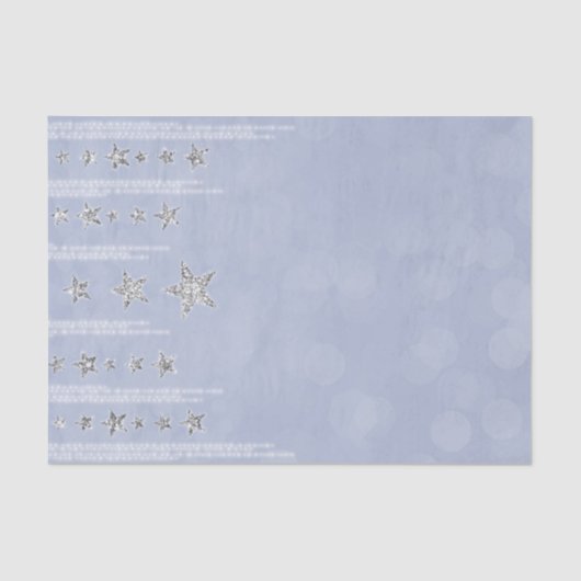 Baby Blue & Silver Glitzer Stars Sweet 16 Party Seidenpapier (Vorderseite)