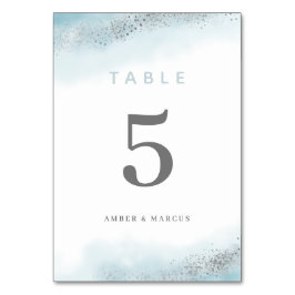 Baby Blue Silver Glitzer Wedding Tischnummer