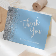 Baby Blue Silver Glitzer Wedding Vielen Dank