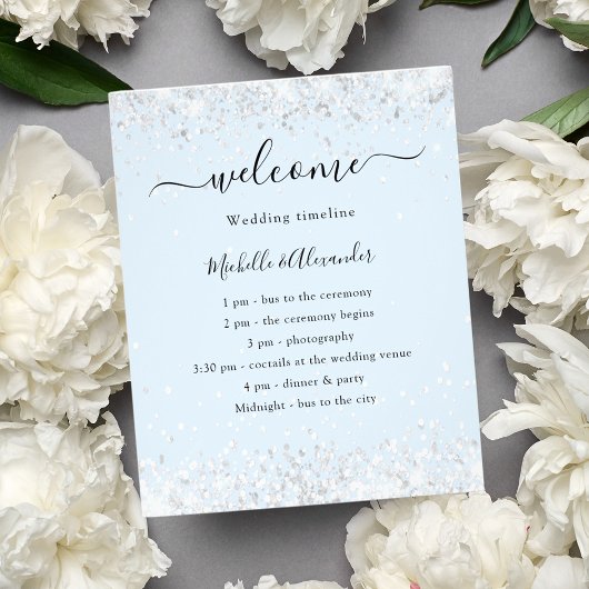 Baby Blue Silver Hochzeitsprogramm