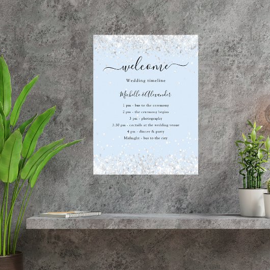 Baby Blue Silver Hochzeitsprogramm Poster