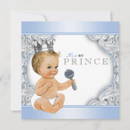 Baby Blue Silver Prince Baby Dusche Einladung