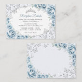 Baby Blue Silver Quinceanera Reception Details Begleitkarte (Vorne/Hinten)