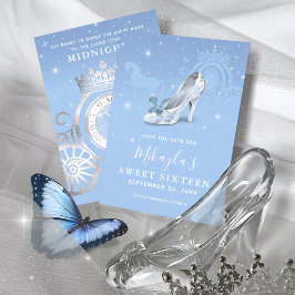 Baby Blue Silver Shoe Aschenputtel Sweet 16 Geburt Save The Date
