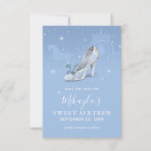 Baby Blue Silver Shoe Aschenputtel Sweet 16 Geburt Save The Date (Vorderseite)