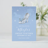 Baby Blue Silver Shoe Aschenputtel Sweet 16 Geburt Save The Date (Stehend Vorderseite)
