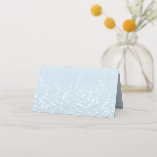 Baby Blue Silver Sparkle Snow Hochzeit Weihnachten Platzkarte (Vorderseite)