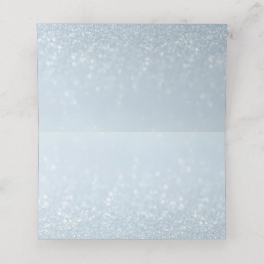 Baby Blue Silver Sparkle Snow Hochzeit Weihnachten Platzkarte (Innenseite Aufgefaltet)