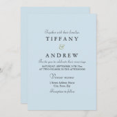 Baby Blue Simple Elegante Typografie Wedding Einla Einladung (Vorne/Hinten)
