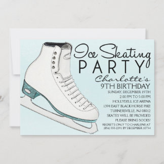 Baby Blue Skate Mates Ice Skaten Geburtstagsparty Einladung