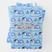 Baby Blue Sleeping Pinguin Wrapping Paper Set Geschenkpapier Set (Beispiel)