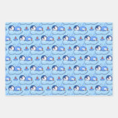 Baby Blue Sleeping Pinguin Wrapping Paper Set Geschenkpapier Set (Vorderseite)