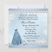 Baby Blue Snowflake Quinceanera Einladung (Rückseite)