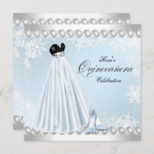 Baby Blue Snowflake Quinceanera Einladung (Vorne/Hinten)