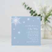 Baby Blue Snowflakes Dusche Einladung (Stehend Vorderseite)