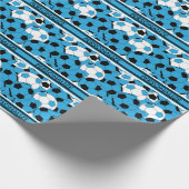Baby Blue Soccer Ball Collage Geschenkpapier (Ecke)