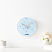 Baby Blue Stars Individuelle Name Boys Kinder Zimm Runde Wanduhr (Zuhause)