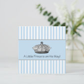 Baby Blue Stipes Prince Baby Boy Dusche Einladung (Stehend Vorderseite)