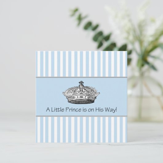 Baby Blue Stipes Prince Baby Boy Dusche Einladung (Stehend Vorderseite)