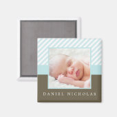Baby Blue Stripes Foto Magnet (Vorderseite/Rückseite)