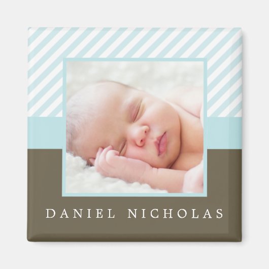 Baby Blue Stripes Foto Magnet (Vorne)