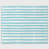Baby Blue Stripes und Gold Glitzer Boy Party Geschenkpapier (Flach)