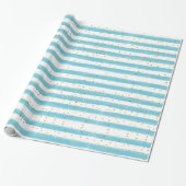 Baby Blue Stripes und Gold Glitzer Boy Party Geschenkpapier (Ungerollt)