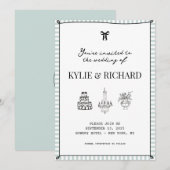 Baby Blue Striping Edge Save the Date Einladung (Vorne/Hinten)